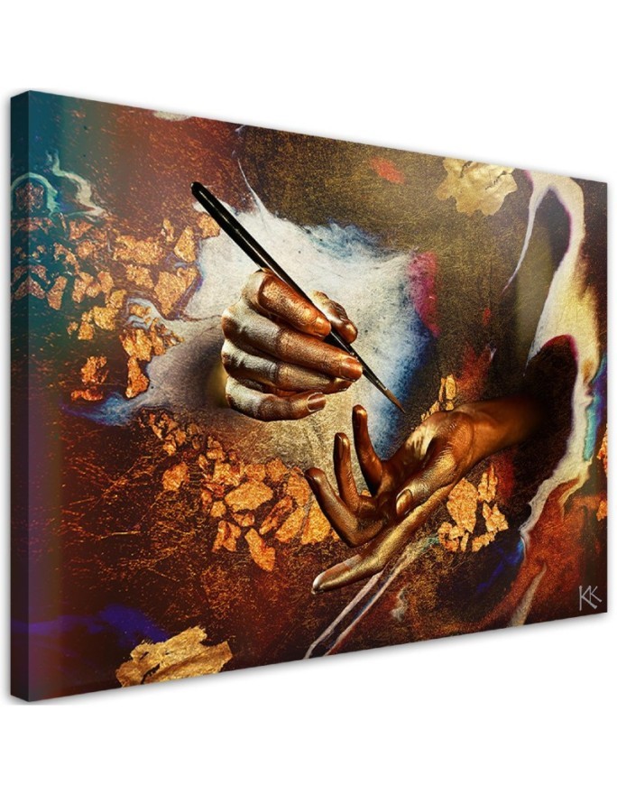Designer Canvas paintings for living room - Hands of gold | FEEBY