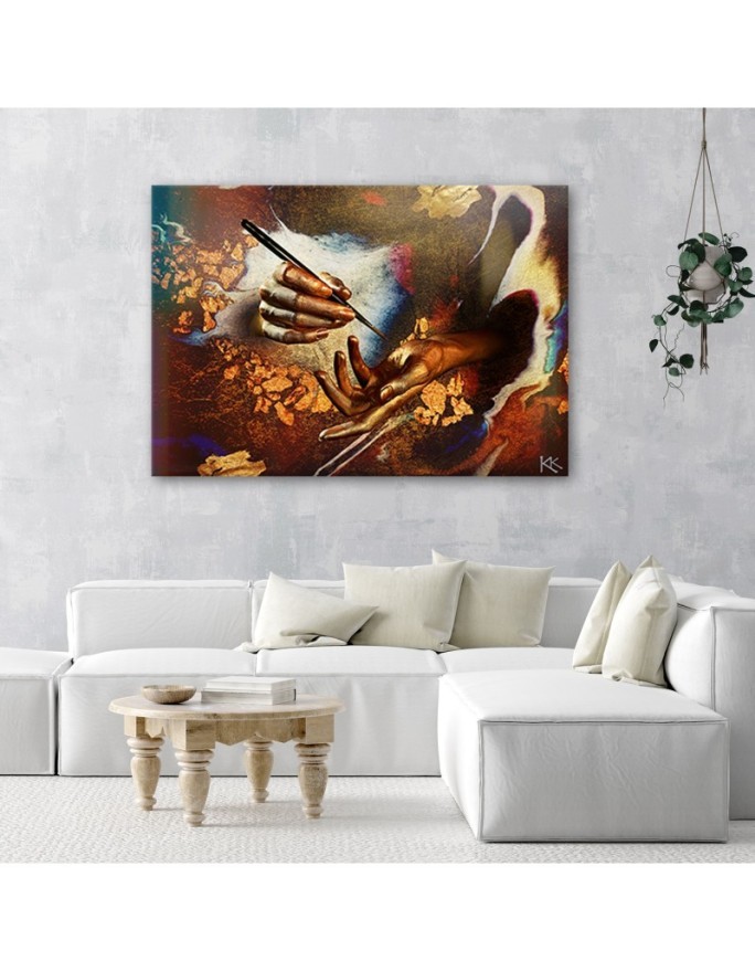Designer Canvas paintings for living room - Hands of gold | FEEBY