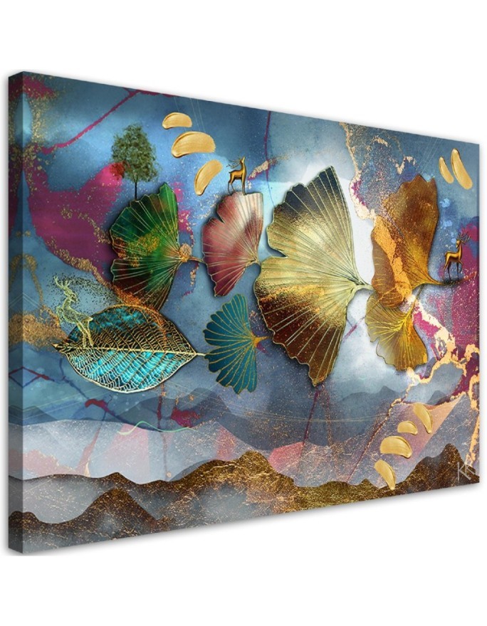Elegant Canvas paintings for living room - Coloured leaves abstract | FEEBY