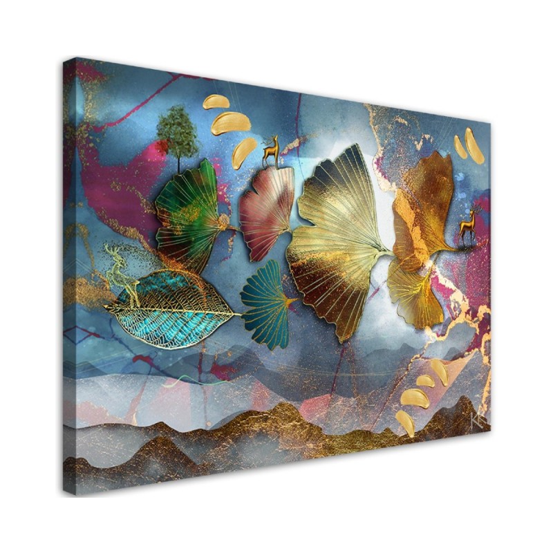 Elegant Canvas paintings for living room - Coloured leaves abstract | FEEBY