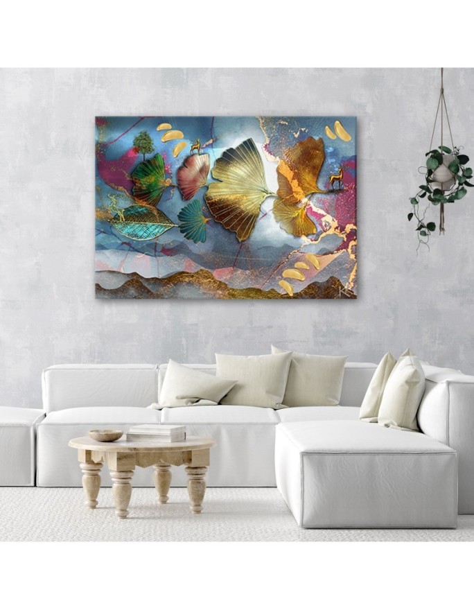 Elegant Canvas paintings for living room - Coloured leaves abstract | FEEBY