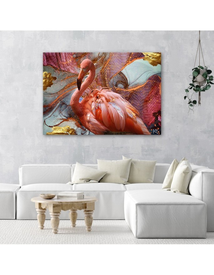 Canvas painting - Pink flamingo abstract | FEEBY