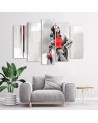Modern five-part painting - Woman with coat | FEEBY