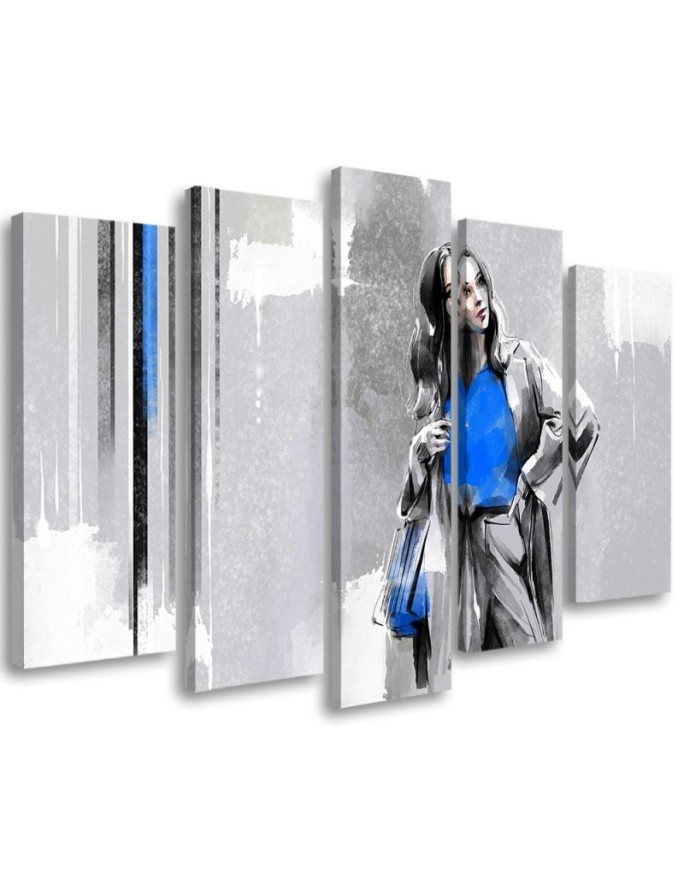 Modern five-piece painting - Woman with coat | FEEBY