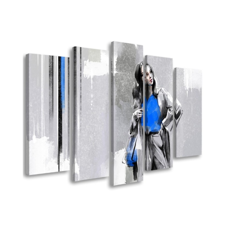 Modern five-piece painting - Woman with coat | FEEBY