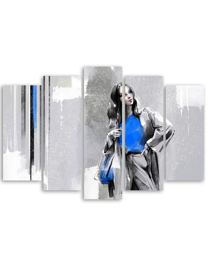 Modern five-piece painting - Woman with coat | FEEBY