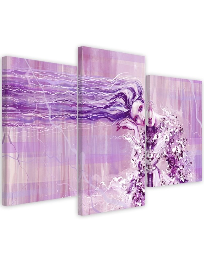 Canvas print for bedroom 3-part - Woman with long hair | FEEBY