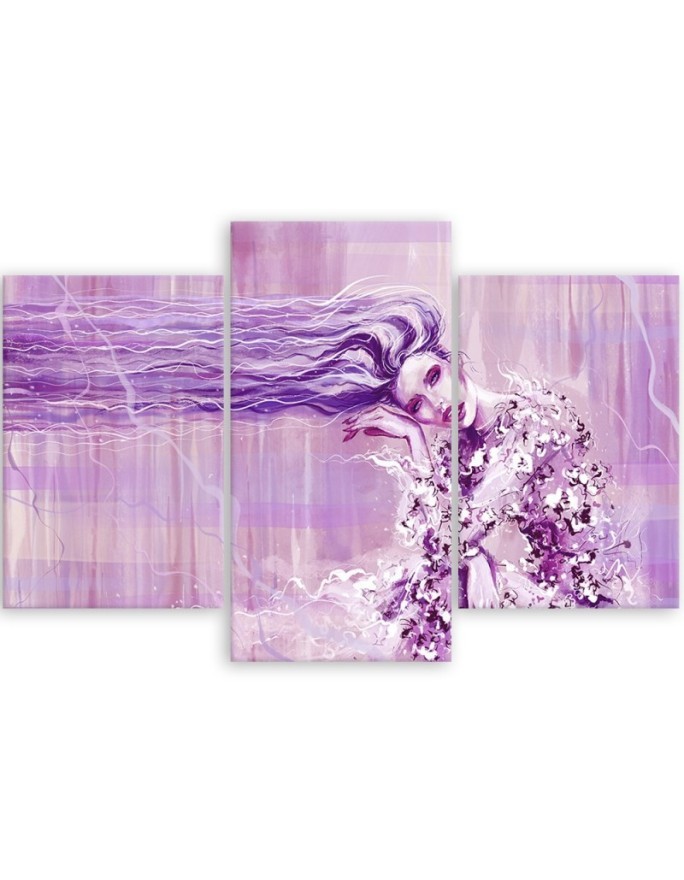 Canvas print for bedroom 3-part - Woman with long hair | FEEBY