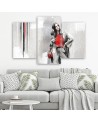 Canvas print for living room triptych - Woman in a coat | FEEBY