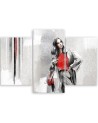 Canvas print for living room triptych - Woman in a coat | FEEBY