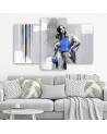 Canvas print for living room triptych - Woman in a coat | FEEBY