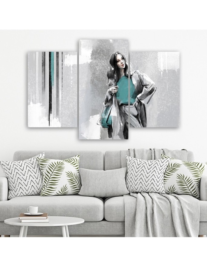 Picture for the living room triptych - Woman in a coat | FEEBY