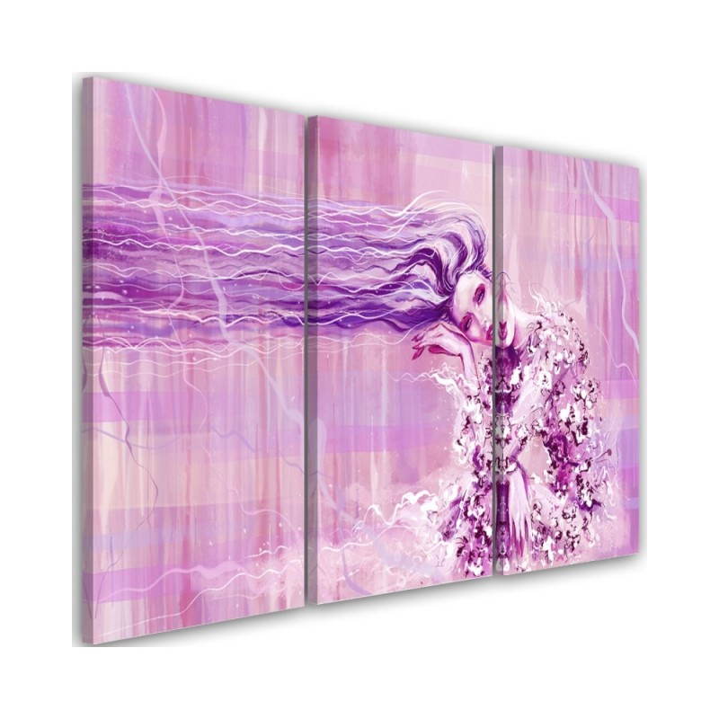 Canvas print for living room triptych - Woman with long hair | FEEBY