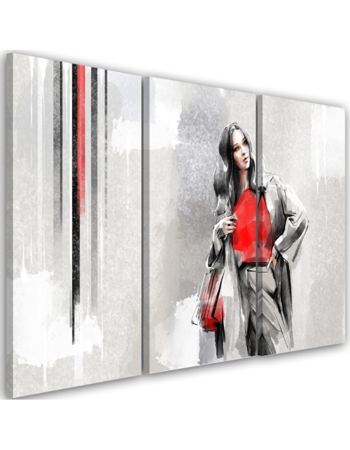 Triptych canvas painting - Woman in a coat | FEEBY