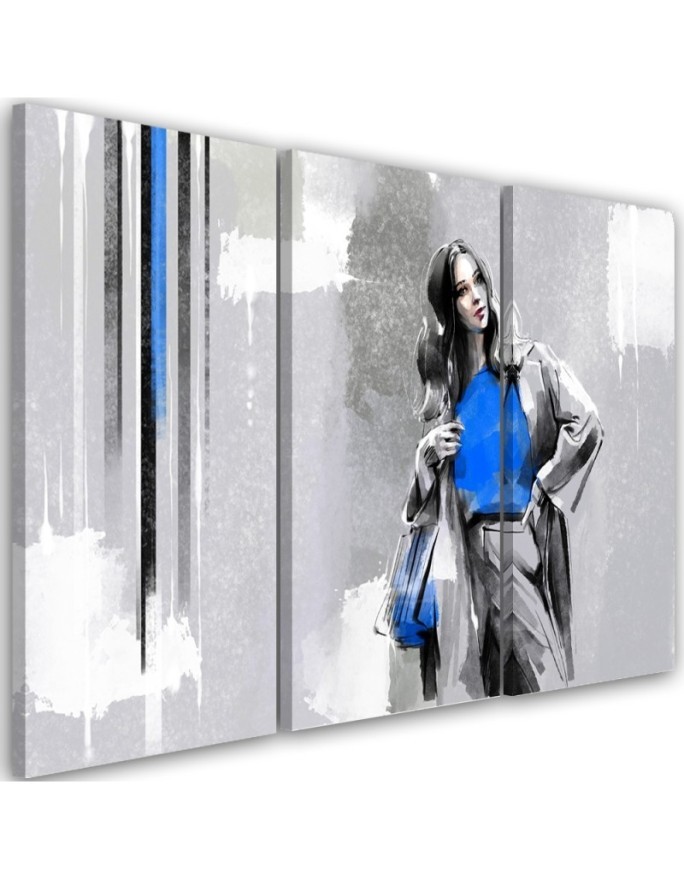 Triptych canvas painting - Woman in a coat | FEEBY