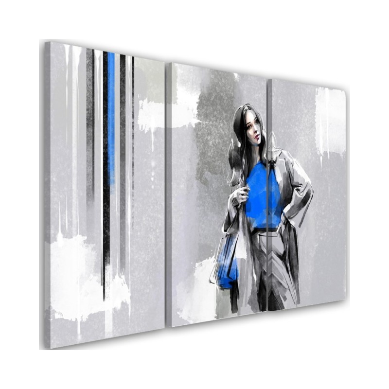 Triptych canvas painting - Woman in a coat | FEEBY