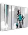Triptych canvas painting - Woman in a coat | FEEBY