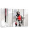 Modern five-panel Canvas painting - Woman in a coat | FEEBY