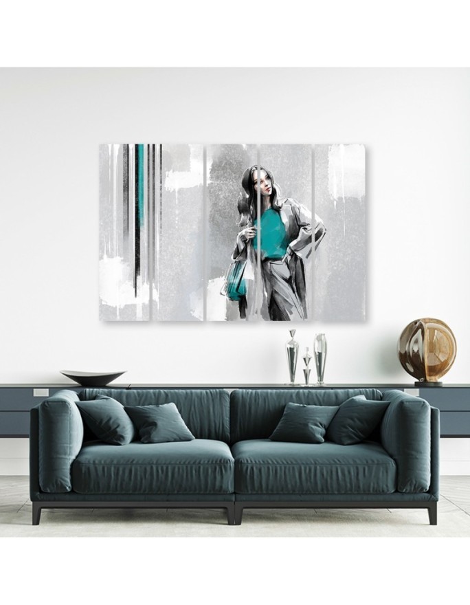 Modern five-piece painting - Woman in a coat | FEEBY