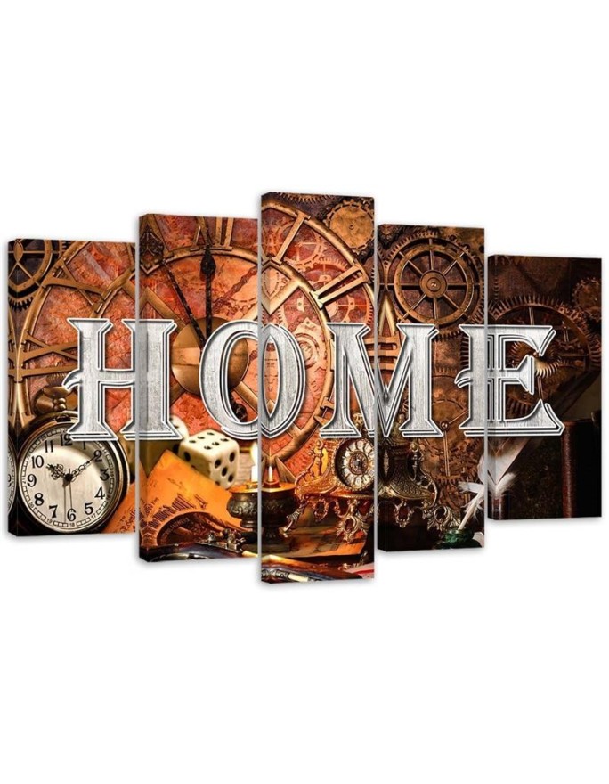 Canvas print for the home - Retro clocks and Home sign | FEEBY