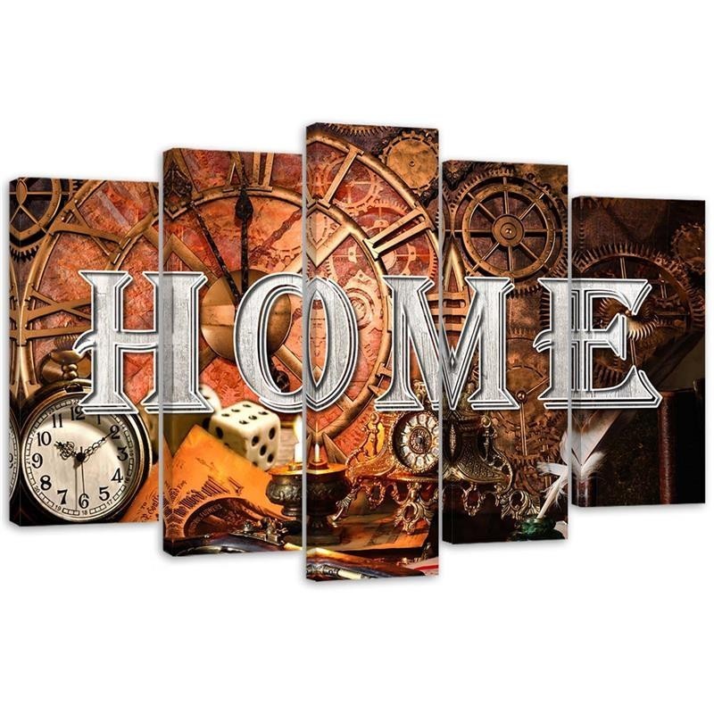 Canvas print for the home - Retro clocks and Home sign | FEEBY