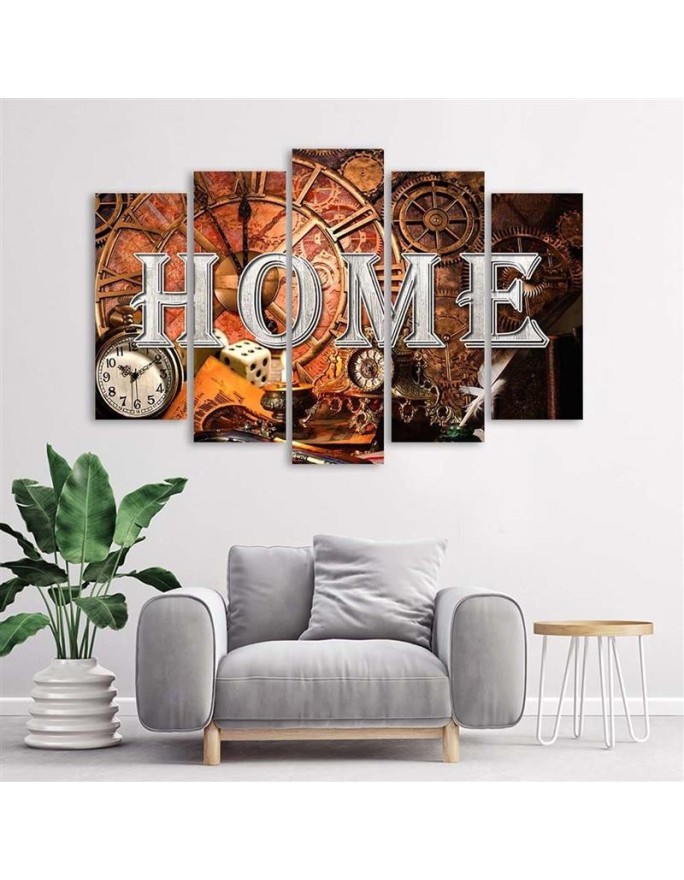 Canvas print for the home - Retro clocks and Home sign | FEEBY