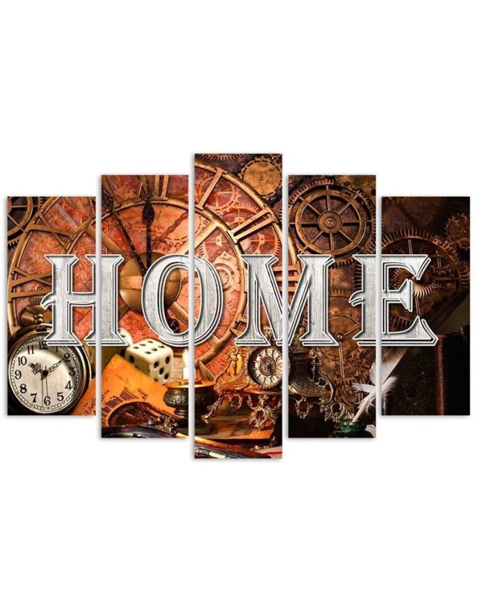 Canvas print for the home - Retro clocks and Home sign | FEEBY