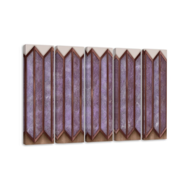 Canvas print for living room 5-part - Colourful 3D Abstraction | FEEBY