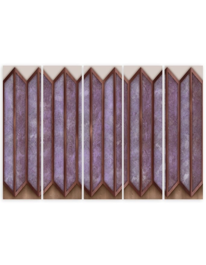 Canvas print for living room 5-part - Colourful 3D Abstraction | FEEBY