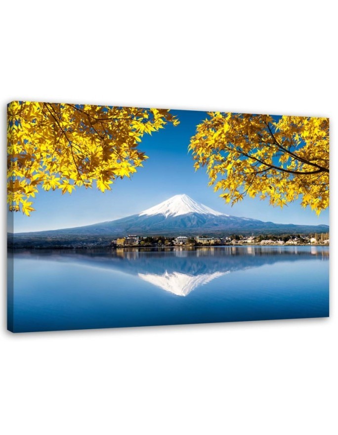 Decorative Canvas painting - Mount Fuji lake and yellow leaves | FEEBY