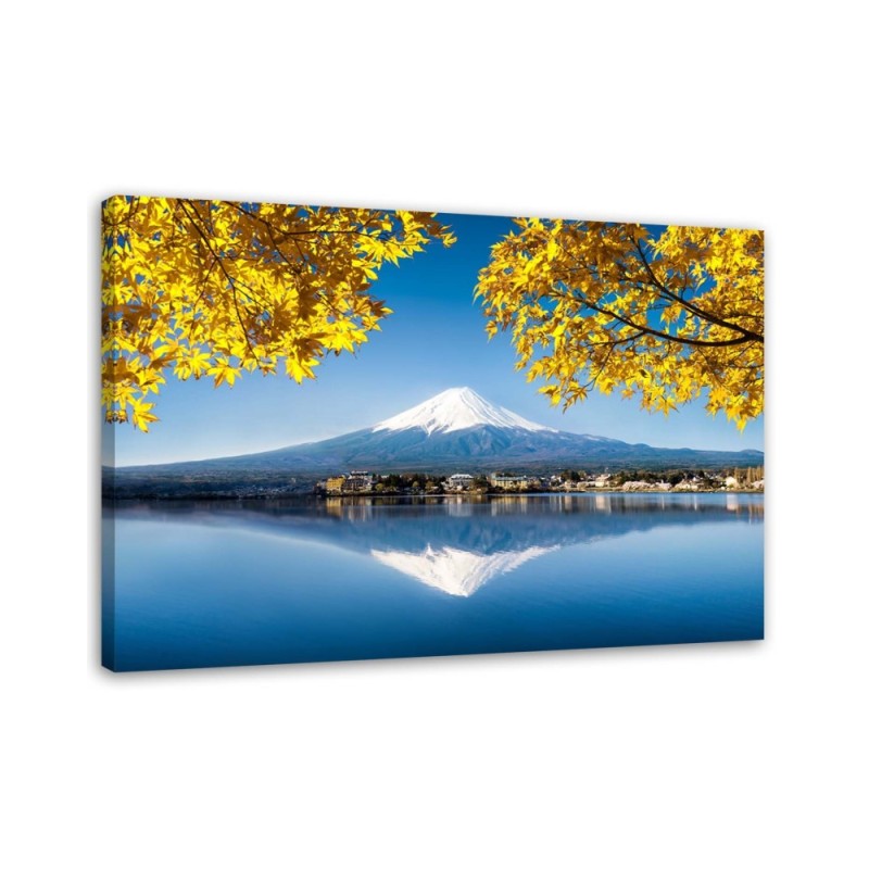 Decorative Canvas painting - Mount Fuji lake and yellow leaves | FEEBY