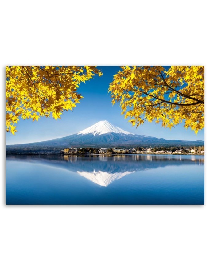 Decorative Canvas painting - Mount Fuji lake and yellow leaves | FEEBY