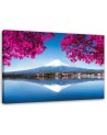 Stylish Canvas paintings for living room - Mount Fuji lake and pink leaves | FEEBY