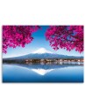 Stylish Canvas paintings for living room - Mount Fuji lake and pink leaves | FEEBY