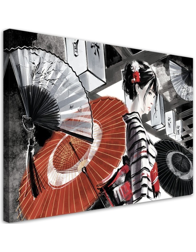 Stylish Canvas paintings for the home - Geisha with fan | FEEBY