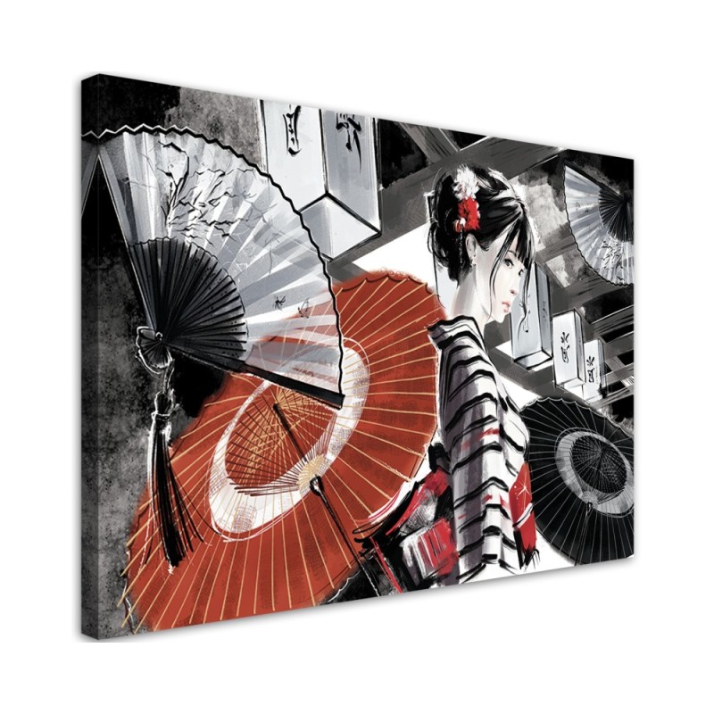 Stylish Canvas paintings for the home - Geisha with fan | FEEBY