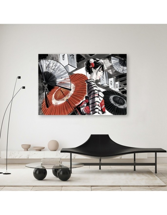 Stylish Canvas paintings for the home - Geisha with fan | FEEBY
