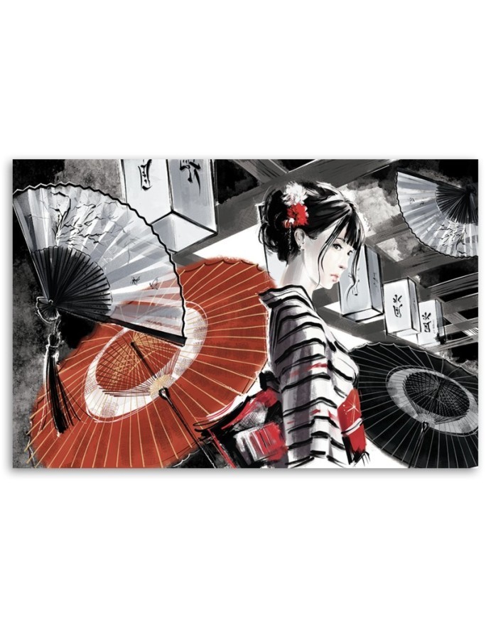Stylish Canvas paintings for the home - Geisha with fan | FEEBY