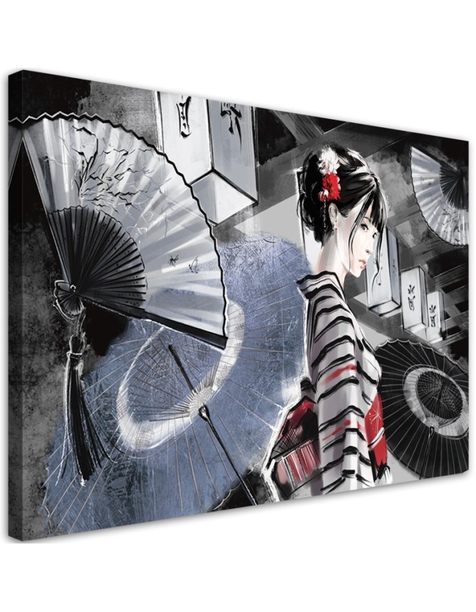 Stylish Canvas paintings for the home - Geisha with fan | FEEBY