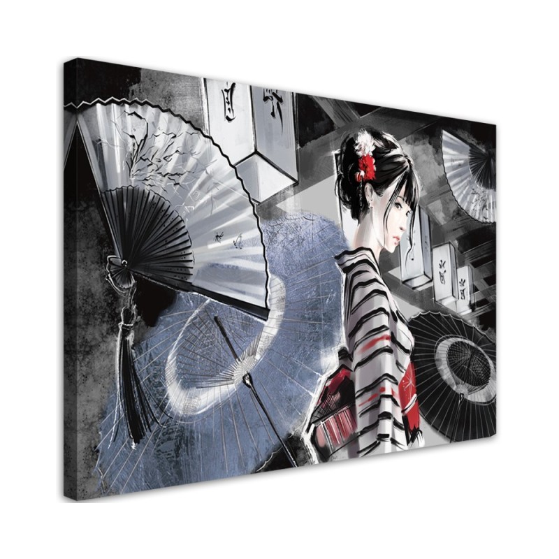 Stylish Canvas paintings for the home - Geisha with fan | FEEBY