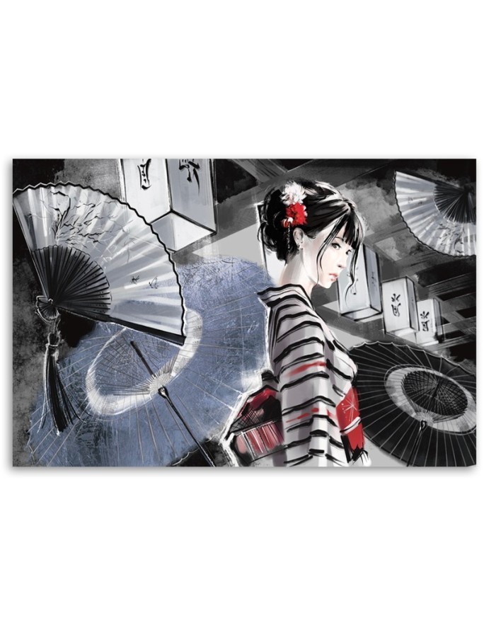 Stylish Canvas paintings for the home - Geisha with fan | FEEBY