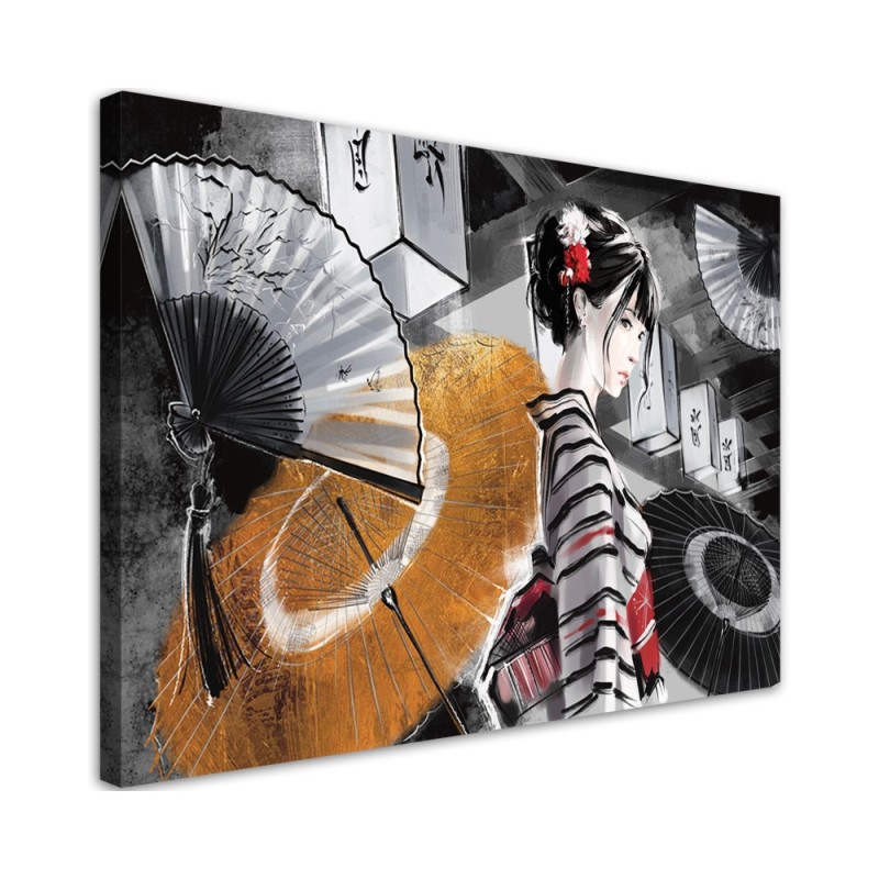 Stylish Canvas paintings for the home - Geisha with a fan | FEEBY