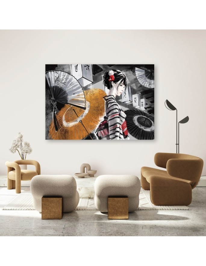 Stylish Canvas paintings for the home - Geisha with a fan | FEEBY