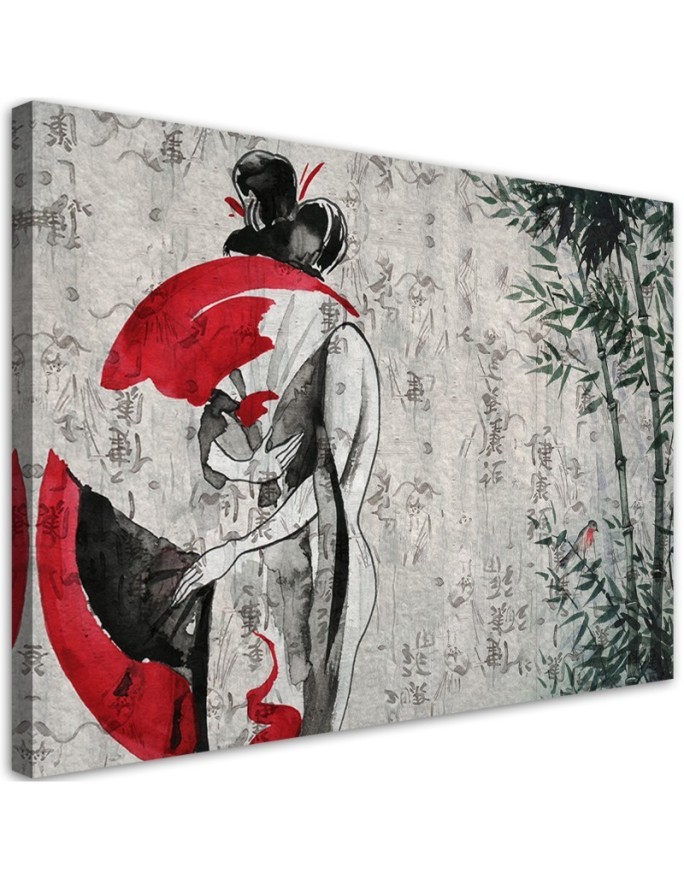 Bedroom Canvas painting - Japanese geisha with fan | FEEBY