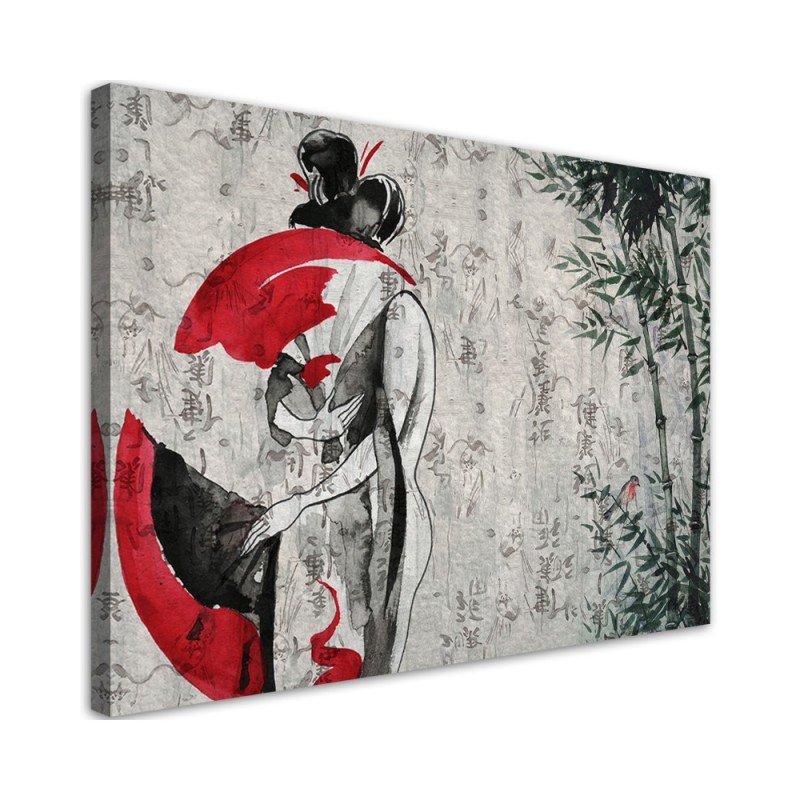 Bedroom Canvas painting - Japanese geisha with fan | FEEBY