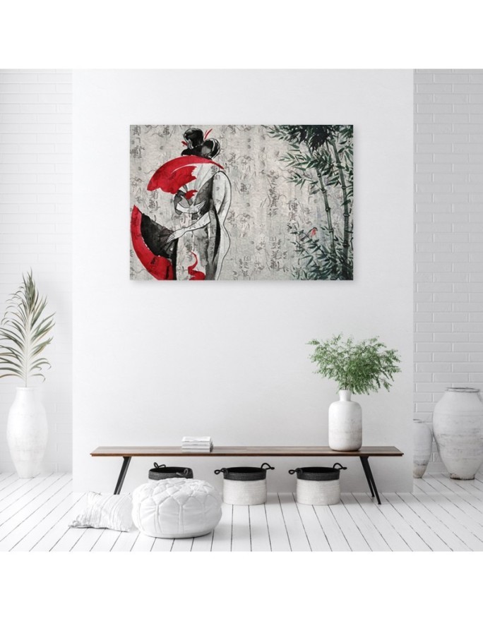 Bedroom Canvas painting - Japanese geisha with fan | FEEBY