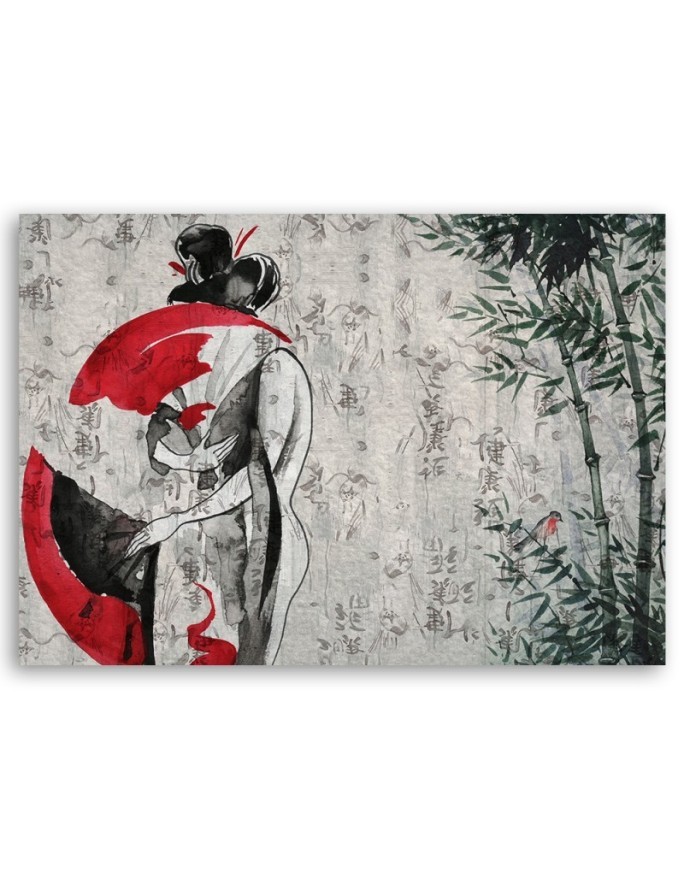 Bedroom Canvas painting - Japanese geisha with fan | FEEBY