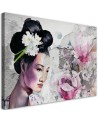 Wall art painting for bedroom - Portrait of a geisha on an old wall | FEEBY