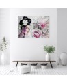 Wall art painting for bedroom - Portrait of a geisha on an old wall | FEEBY