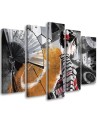 Canvas print for bedroom 5 parts - Geisha with fan | FEEBY